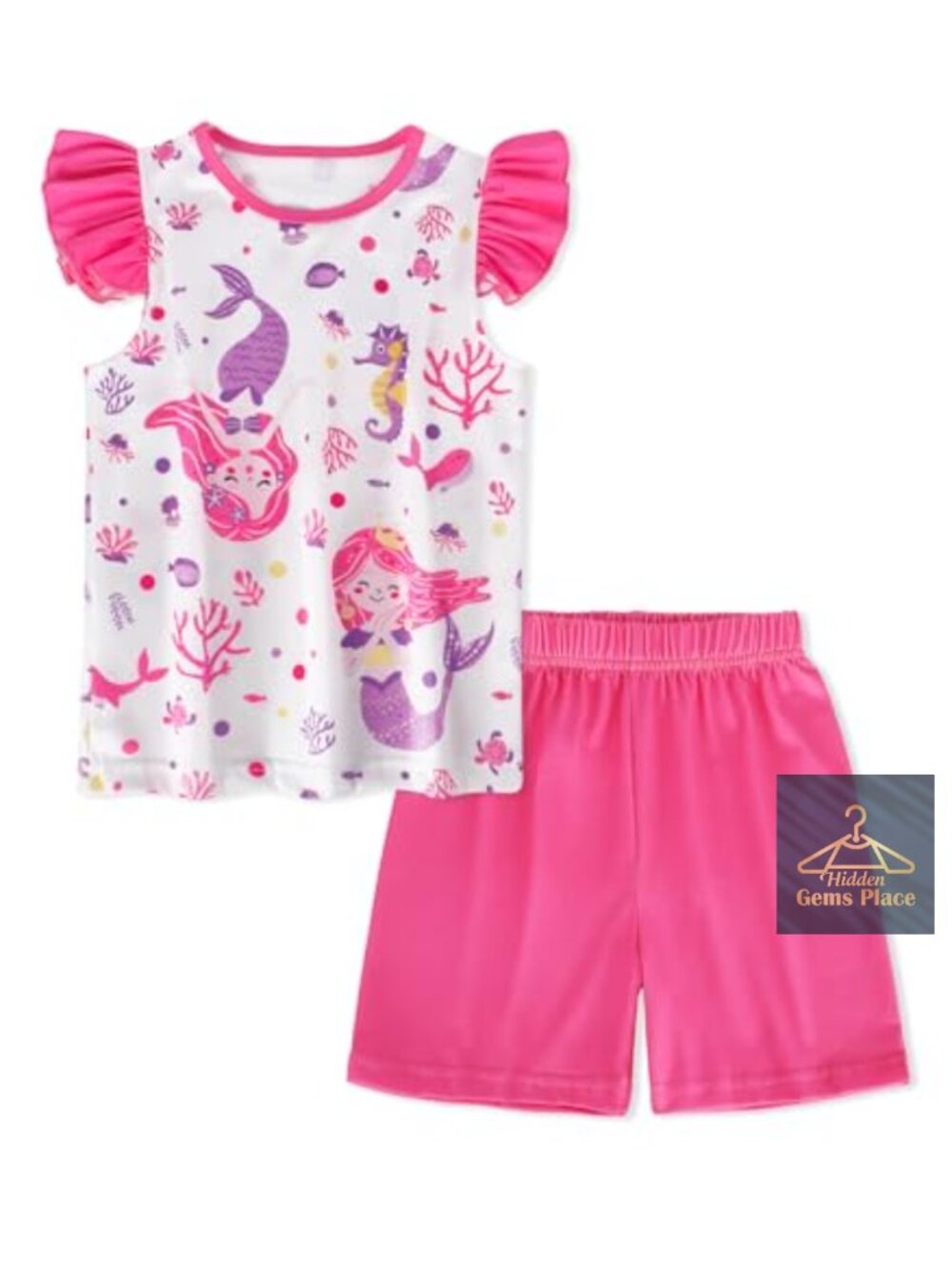 Girls 2 Piece Pajama Set Milk Silk Short Sleeve Summer Pjs